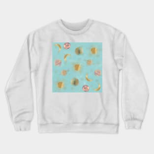 Gold Sun Moon Planets Space Blue illustration Crewneck Sweatshirt